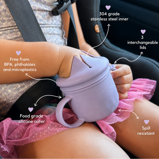 3-in-1 Stainless Steel Transition Cup + Snack Lid