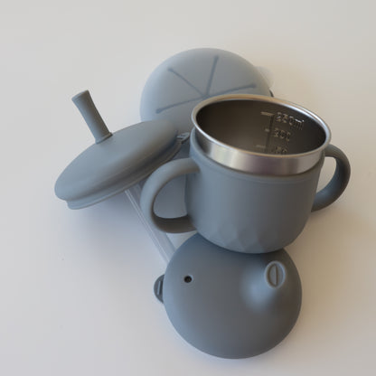3-in-1 Stainless Steel Transition Cup + Snack Lid