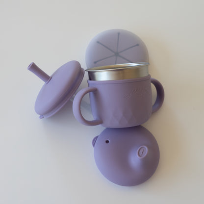 3-in-1 Stainless Steel Transition Cup + Snack Lid